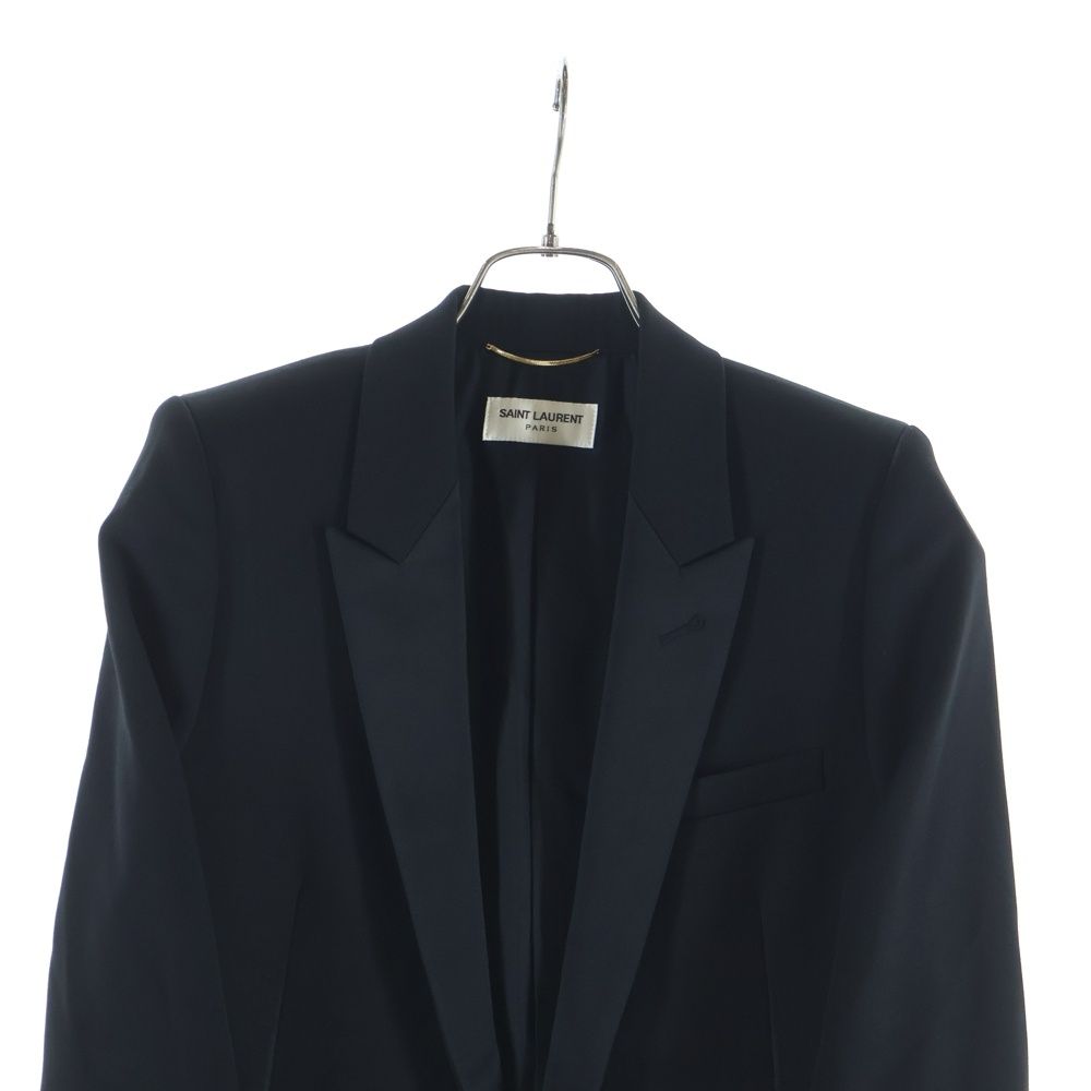 Saint Laurent Paris Lapel Contrast Smoking Tailored Jacket Black — view 3