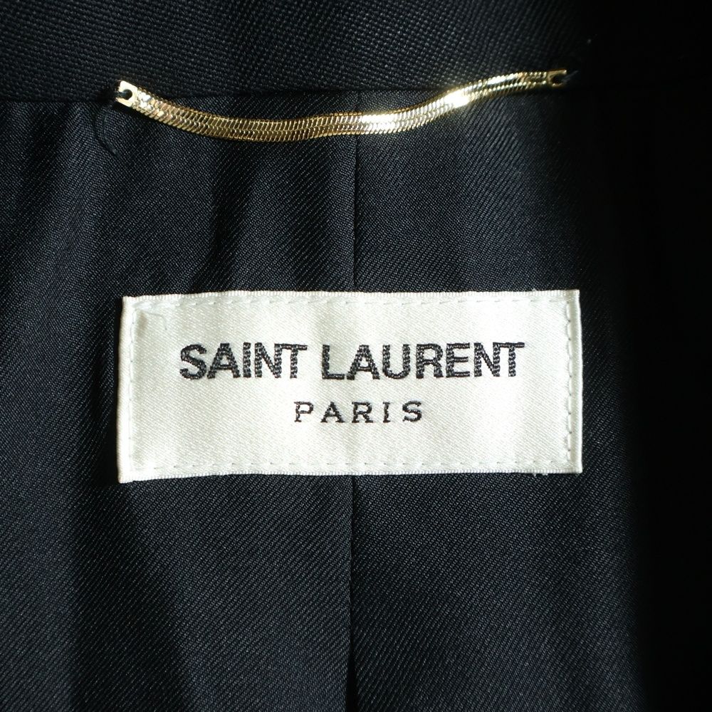 Saint Laurent Paris Lapel Contrast Smoking Tailored Jacket Black — view 6