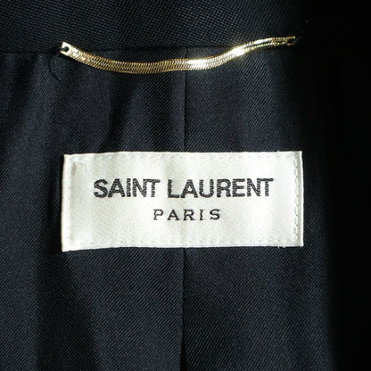 Saint Laurent Paris Lapel Contrast Smoking Tailored Jacket Black — view 6