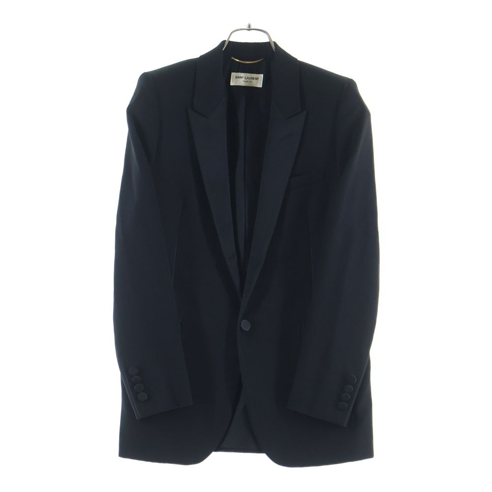 Saint Laurent Paris Lapel Contrast Smoking Tailored Jacket Black