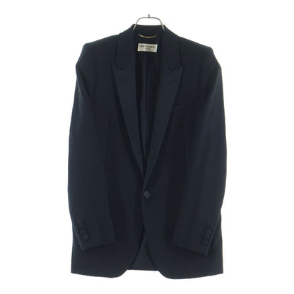 Saint Laurent Paris Lapel Contrast Smoking Tailored Jacket Black