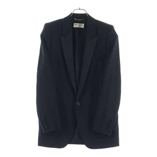 Saint Laurent Paris Lapel Contrast Smoking Tailored Jacket Black