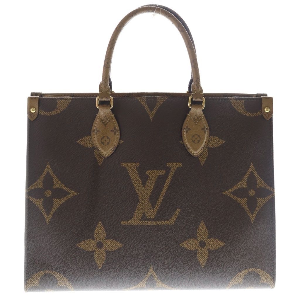 Louis Vuitton Monogram Reverse On The Go MM Tote Brown Leather Gold