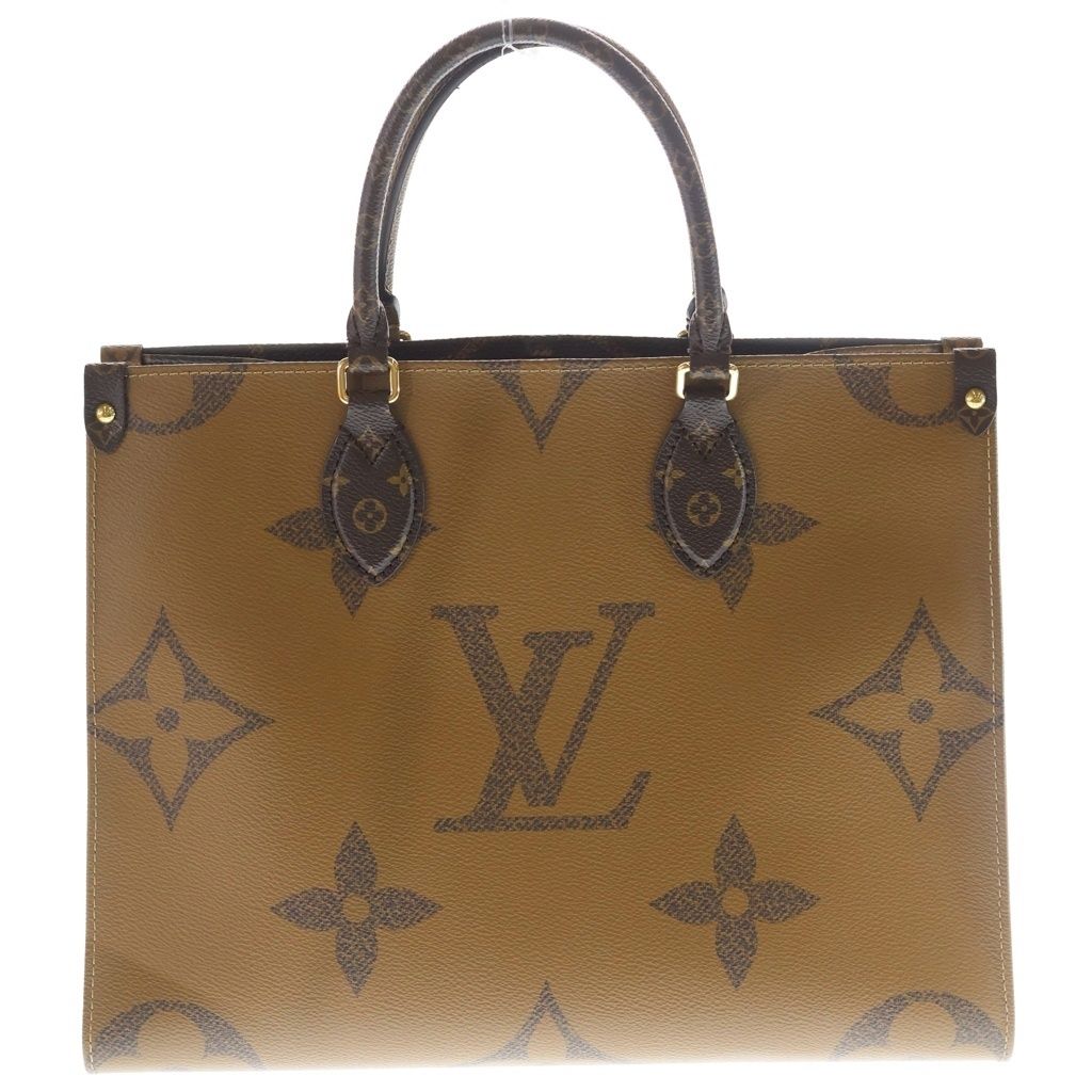 Louis Vuitton Monogram Reverse On The Go MM Tote Brown Leather Gold — view 2