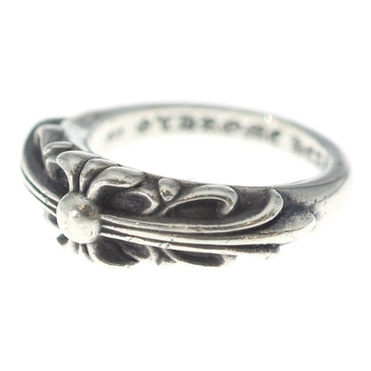 Chrome Hearts Baby Classic Floral Black Sling Silver Ring