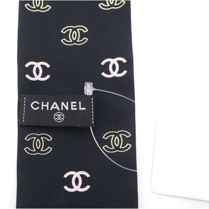 Chanel CC Logo Clover Silk Twill Scarf Black Pink — view 6