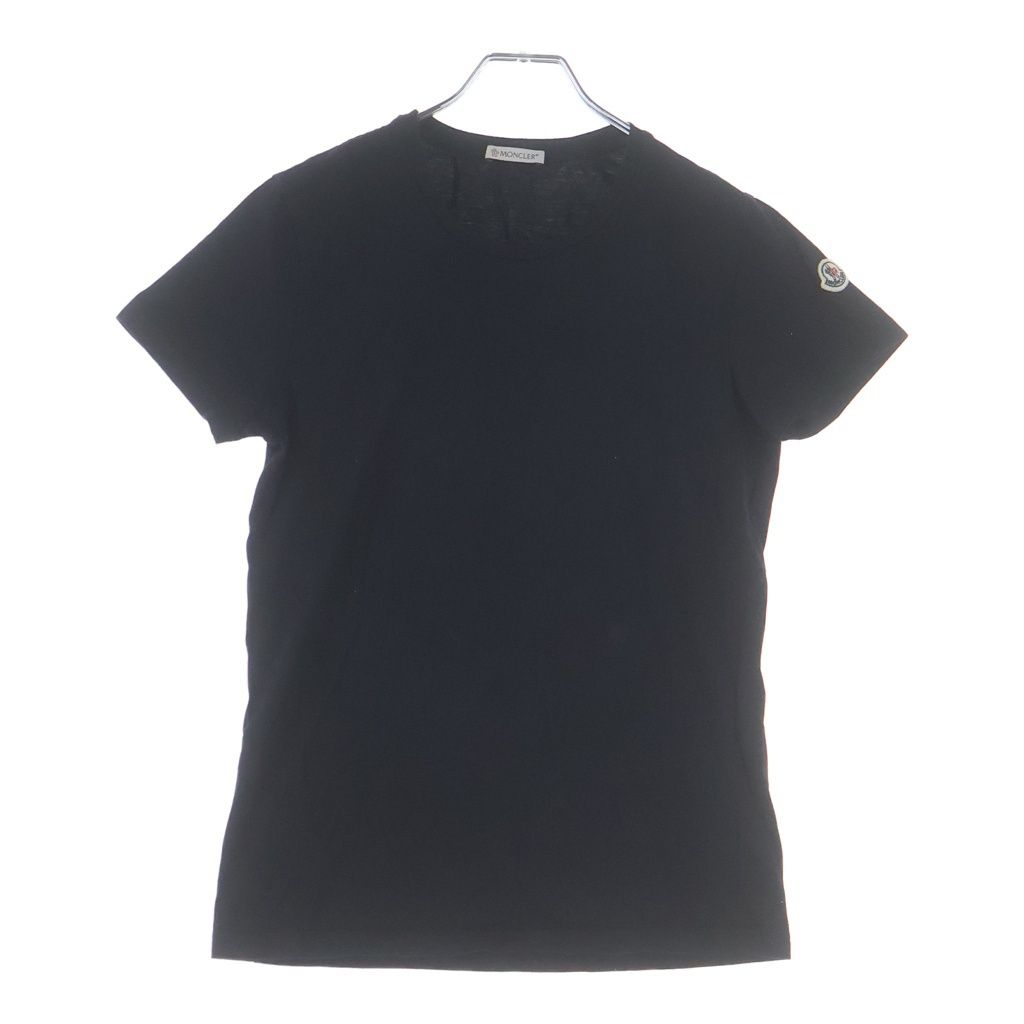 Moncler Plain Short Sleeve Crew Neck T-Shirt Logo Embroidery Black