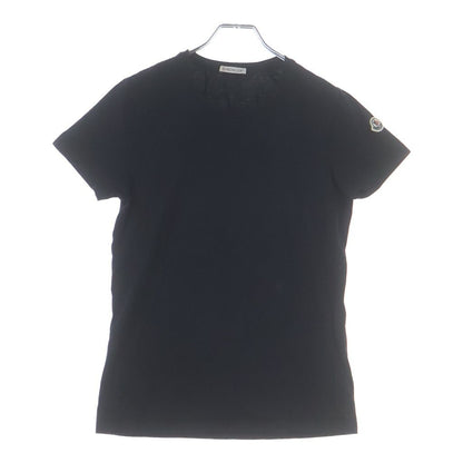 Moncler Plain Short Sleeve Crew Neck T-Shirt Logo Embroidery Black