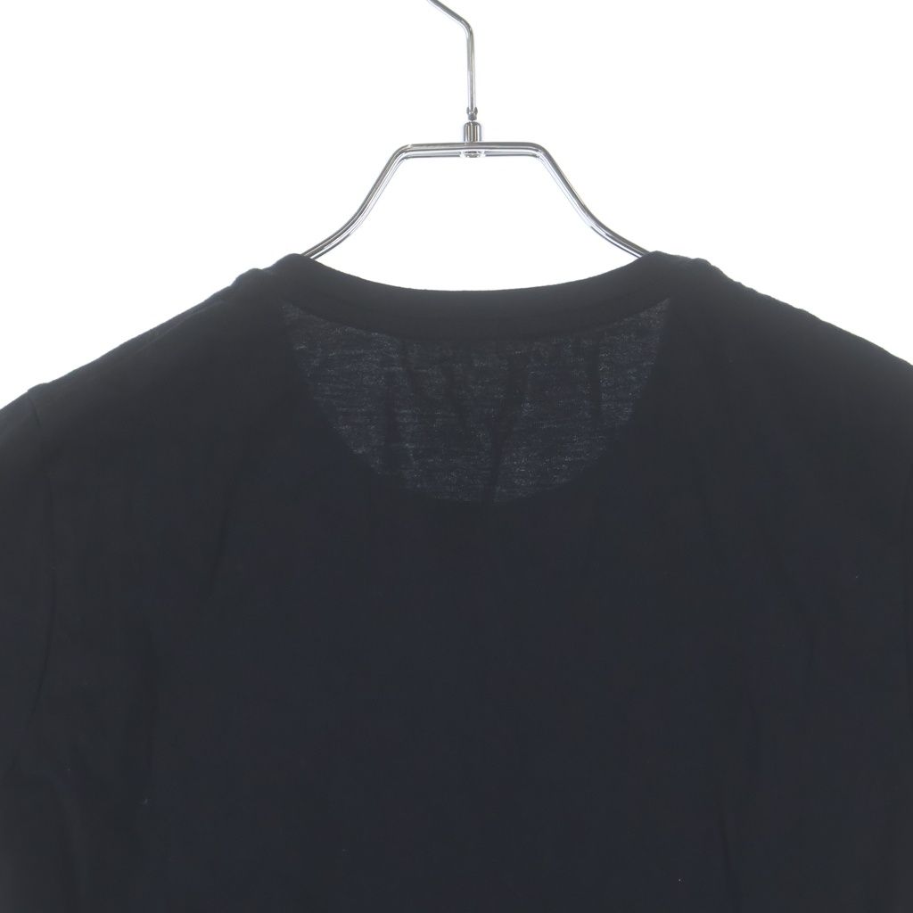Moncler Plain Short Sleeve Crew Neck T-Shirt Logo Embroidery Black — view 4