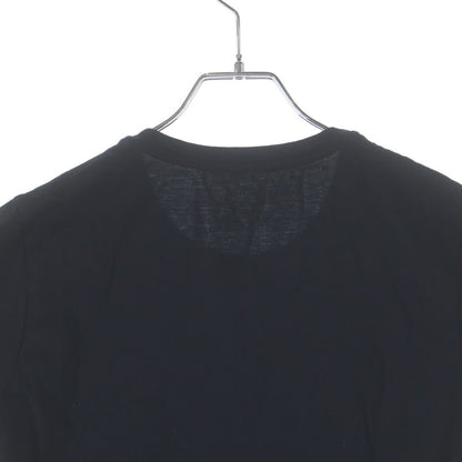 Moncler Plain Short Sleeve Crew Neck T-Shirt Logo Embroidery Black — view 4