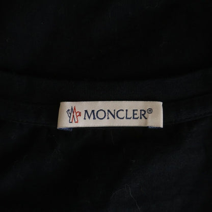 Moncler Plain Short Sleeve Crew Neck T-Shirt Logo Embroidery Black — view 7