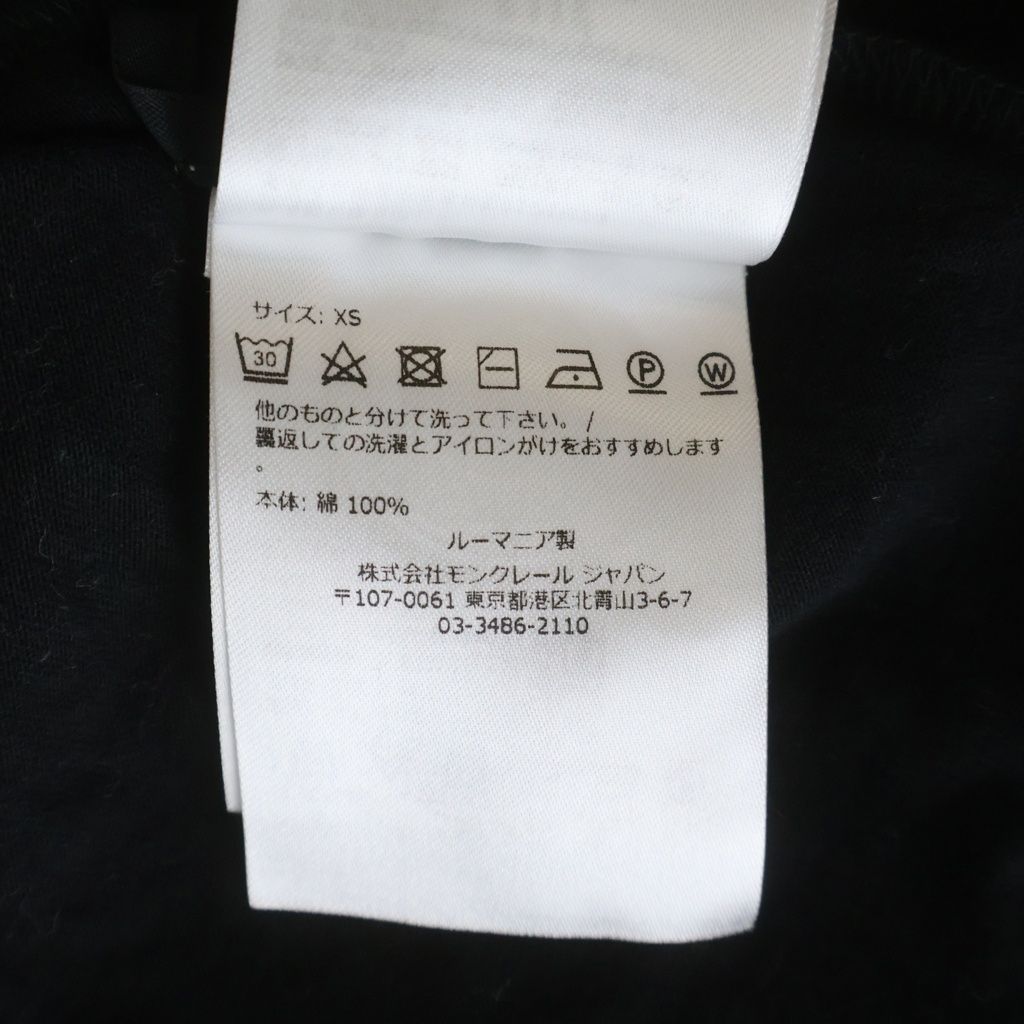 Moncler Plain Short Sleeve Crew Neck T-Shirt Logo Embroidery Black — view 8
