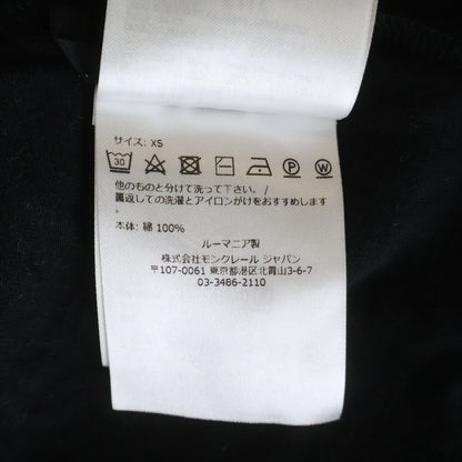 Moncler Plain Short Sleeve Crew Neck T-Shirt Logo Embroidery Black — view 8