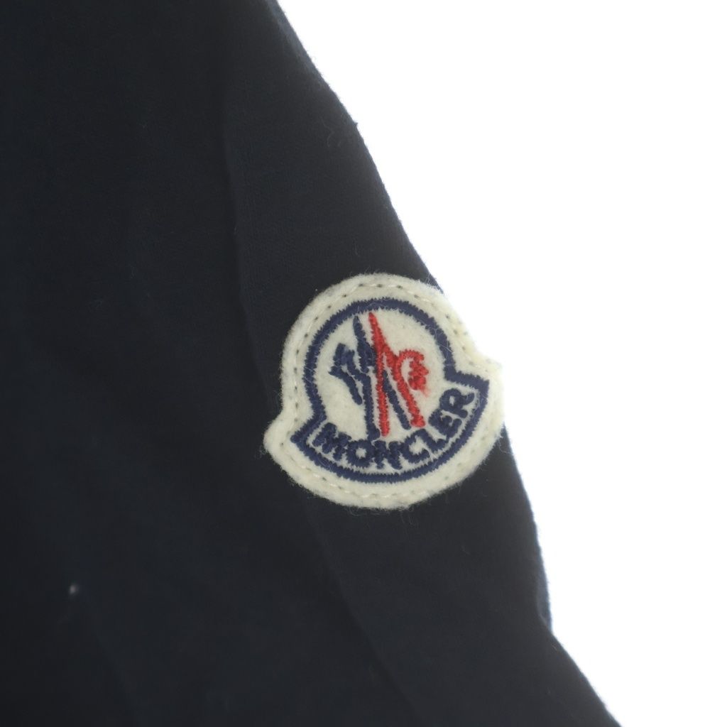 Moncler Plain Short Sleeve Crew Neck T-Shirt Logo Embroidery Black — view 6