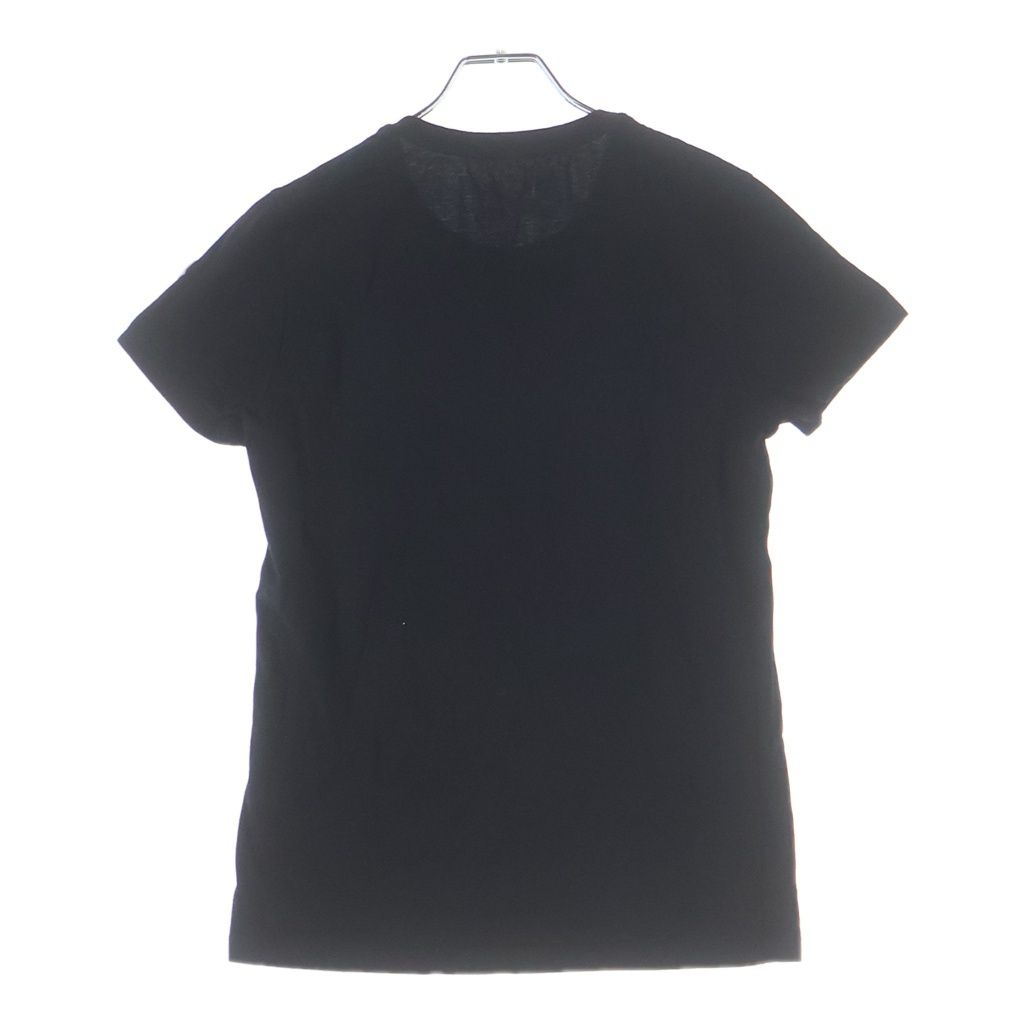 Moncler Plain Short Sleeve Crew Neck T-Shirt Logo Embroidery Black — view 2