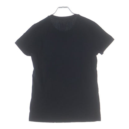 Moncler Plain Short Sleeve Crew Neck T-Shirt Logo Embroidery Black — view 2