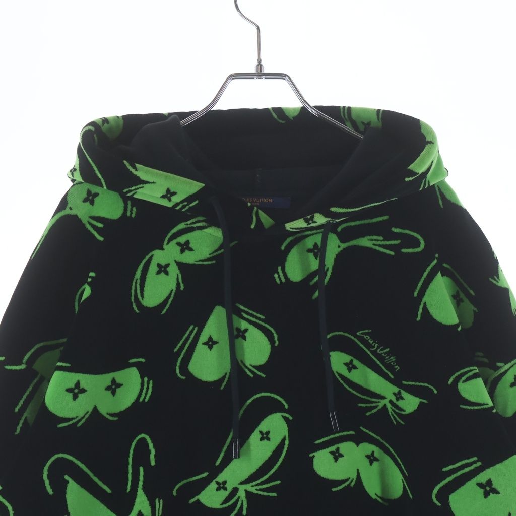 Louis Vuitton LV Eyes Graphic Velour Velvet Pullover Sweatshirt Hoodie Black — view 3