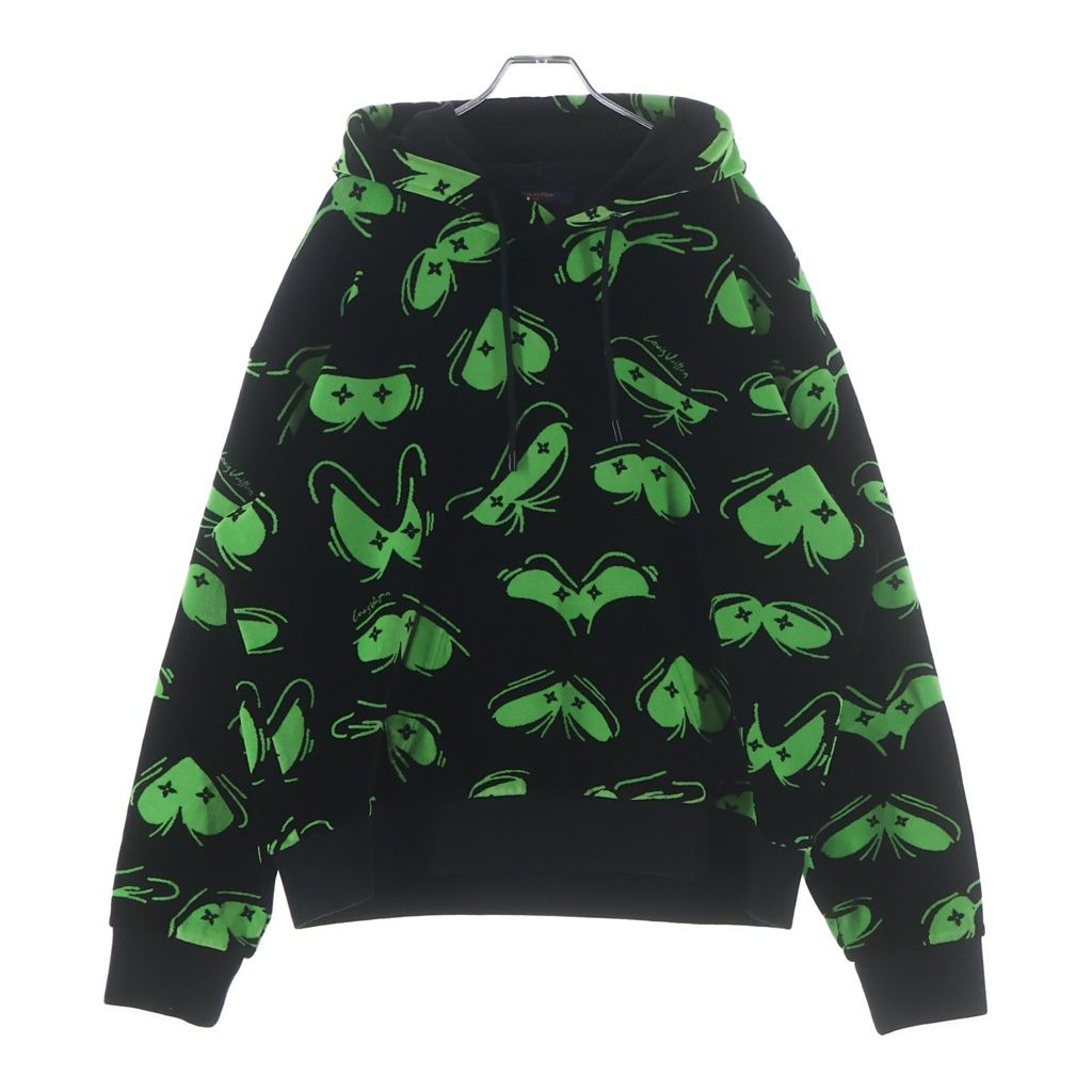 Louis Vuitton LV Eyes Graphic Velour Velvet Pullover Sweatshirt Hoodie Black