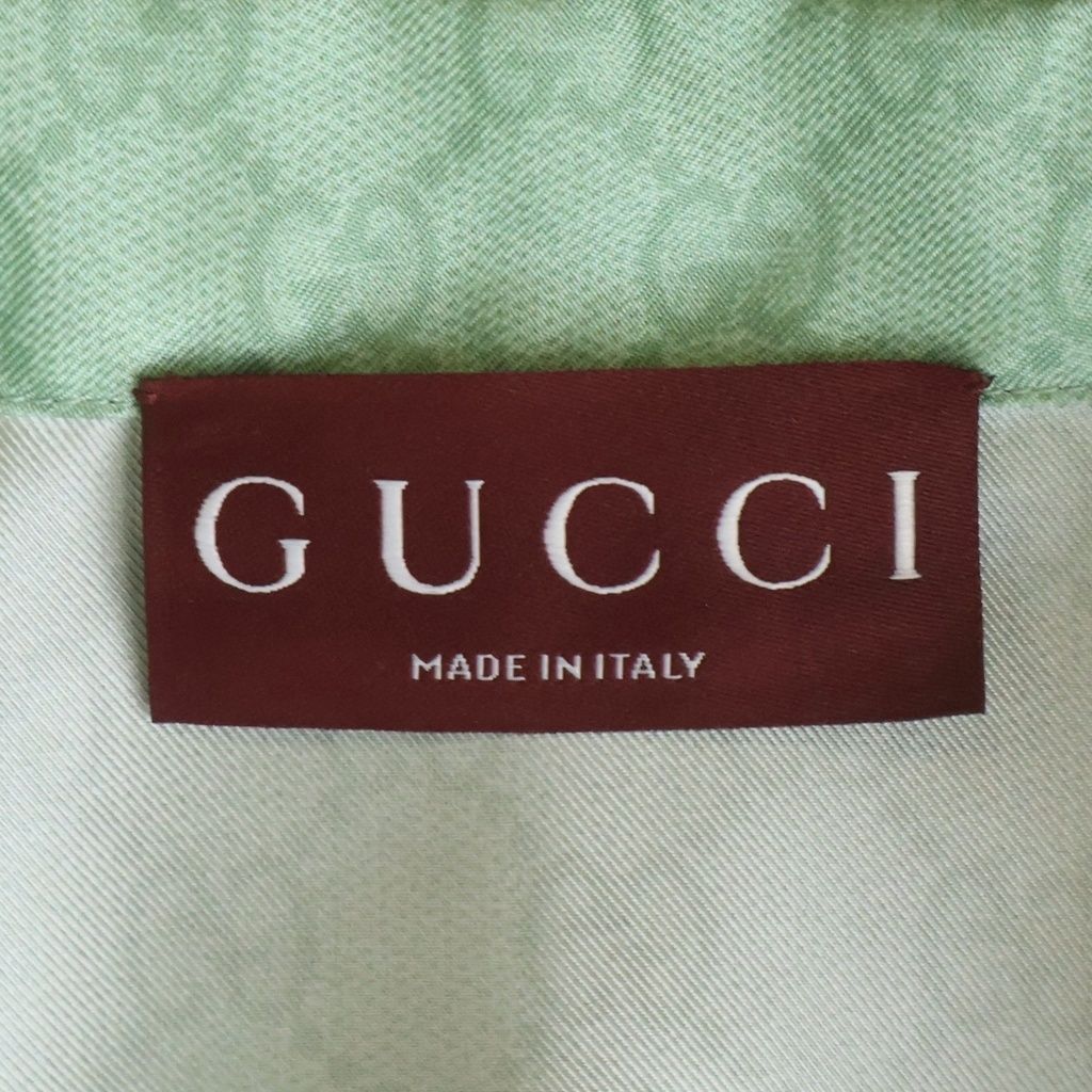 Gucci Higuchi Yuko Silk Twill All Over Pattern Short Sleeve Shirt Green — view 6