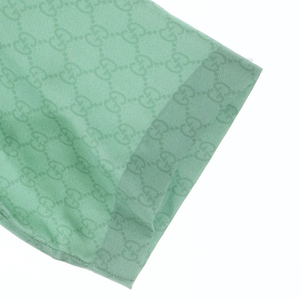 Gucci Higuchi Yuko Silk Twill All Over Pattern Short Sleeve Shirt Green — view 5