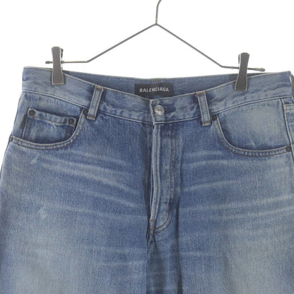 Balenciaga Destroyed Boots Cut Long Denim Pants Cut Jeans Indigo — view 3