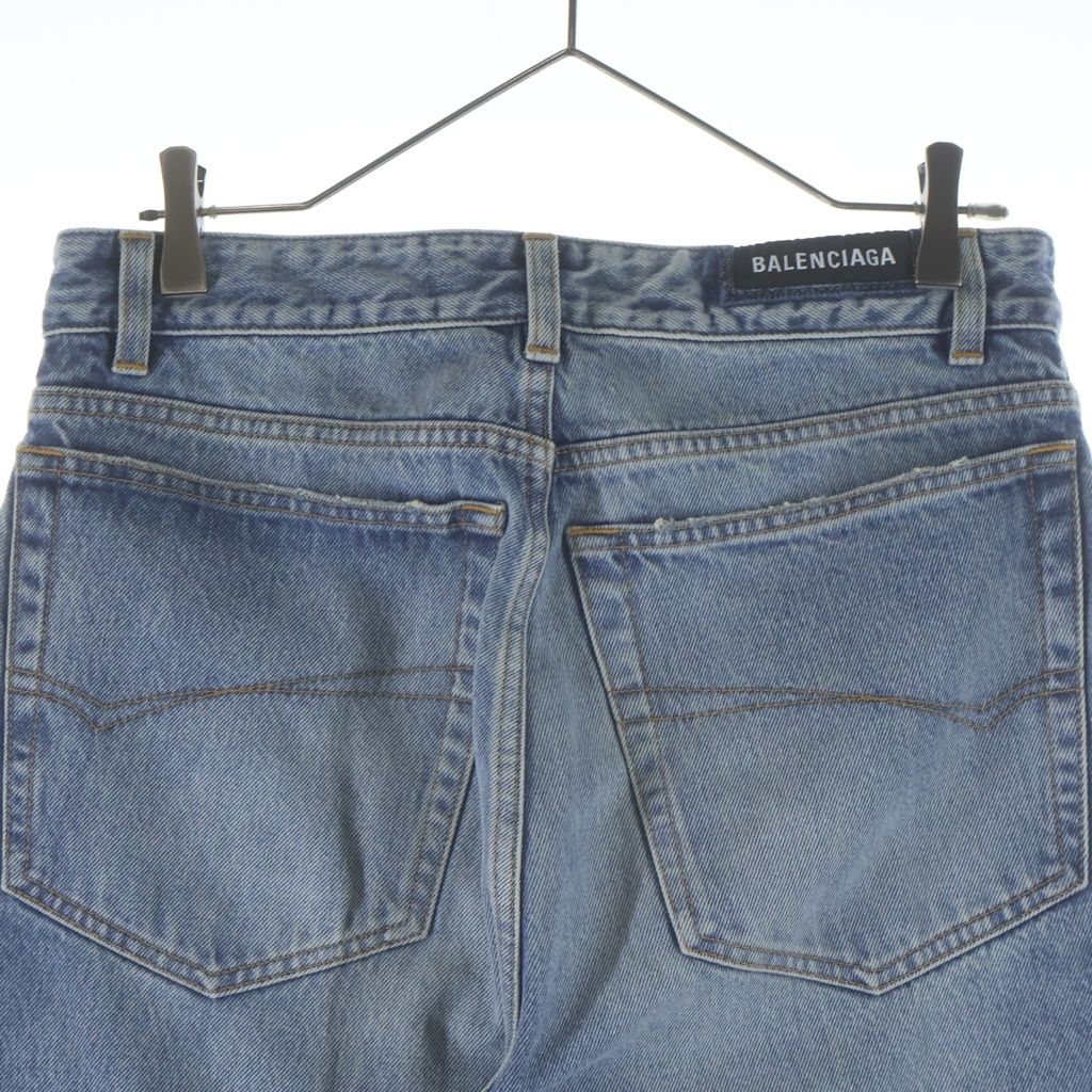Balenciaga Loose Fit Jeans Fit Washed Denim Pants Indigo — view 4