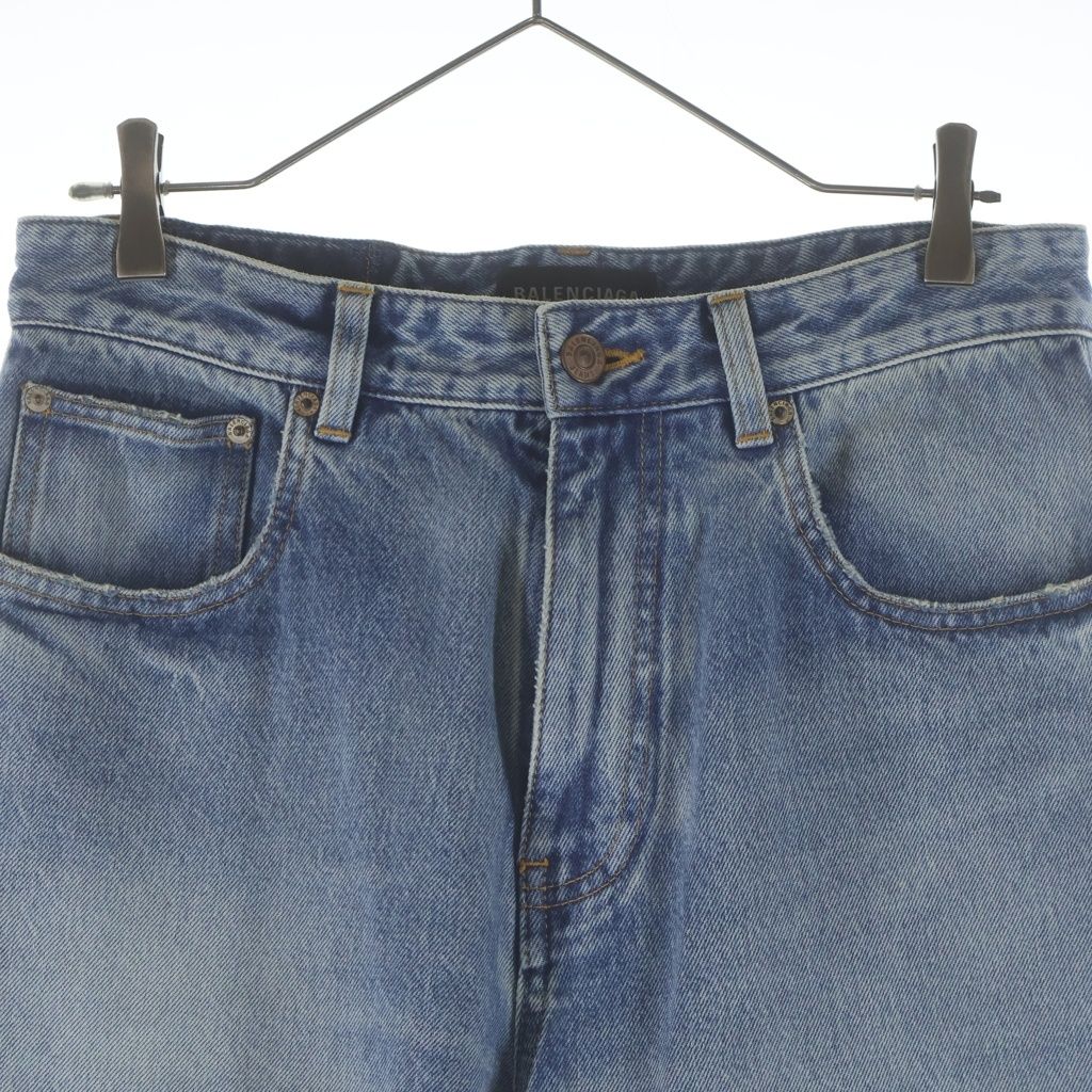Balenciaga Loose Fit Jeans Fit Washed Denim Pants Indigo — view 3