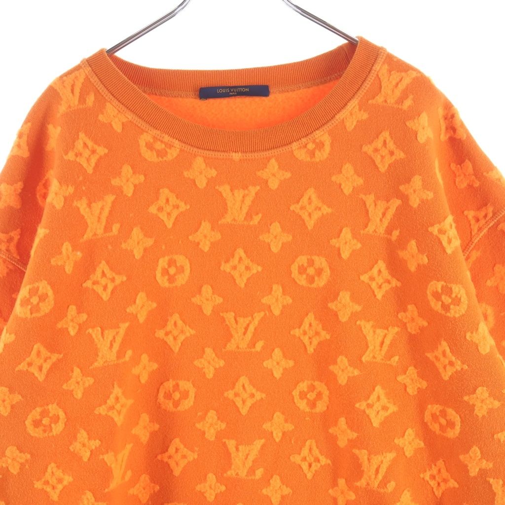Louis Vuitton Full Monogram Jacquard Crewneck Knit Sweater Npn Orange — view 3