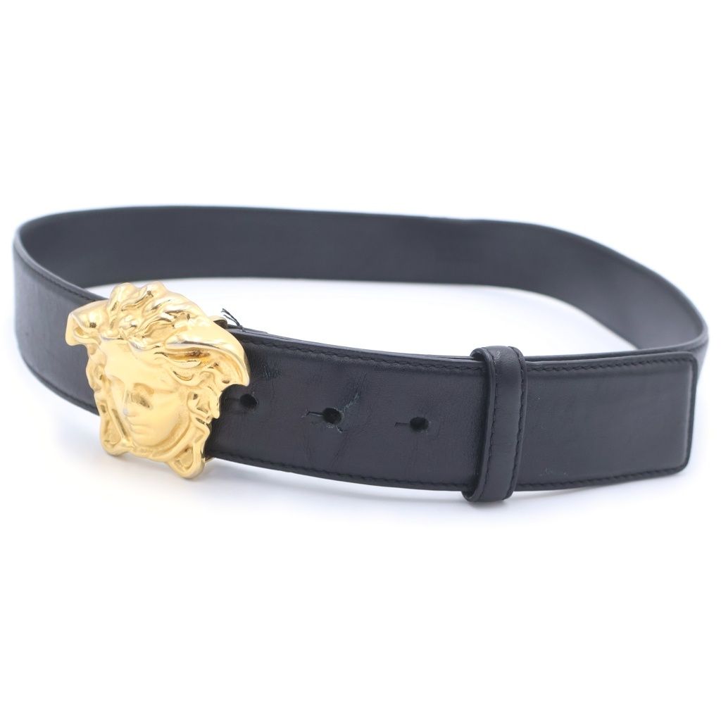 Versace Medusa Buckle Leather Belt Black