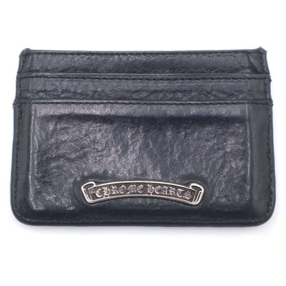 Chrome Hearts Double Side Leather Card Case Black with Scroll Label