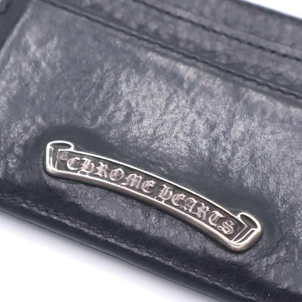 Chrome Hearts Double Side Leather Card Case Black with Scroll Label — view 5