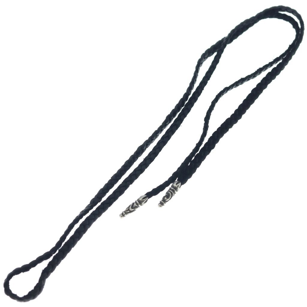 Chrome Hearts Leather Braid Scroll Necklace Black Silver — view 2