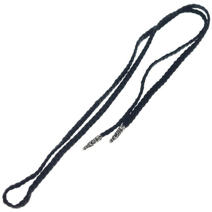 Chrome Hearts Leather Braid Scroll Necklace Black Silver — view 2