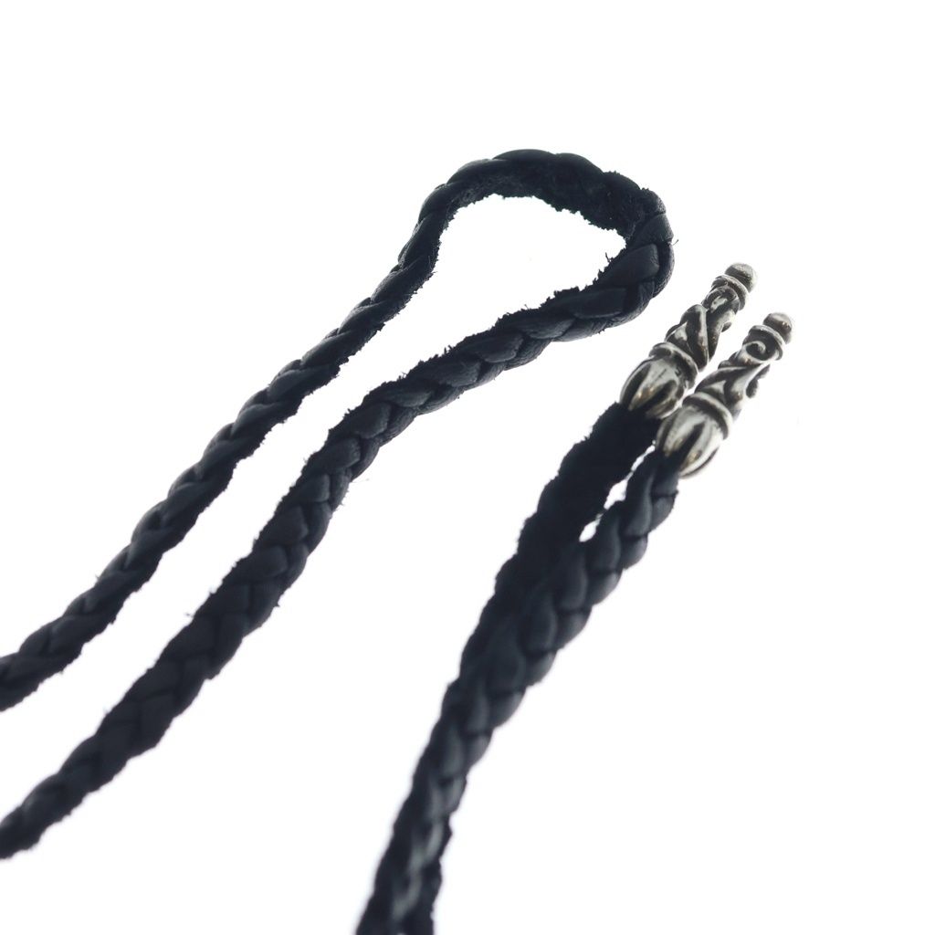 Chrome Hearts Leather Braid Scroll Necklace Black Silver — view 6