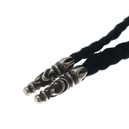 Chrome Hearts Leather Braid Scroll Necklace Black Silver — view 4