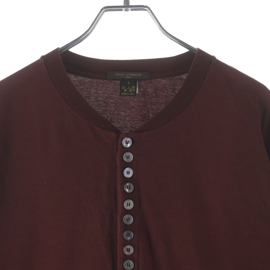 Louis Vuitton Henry Neck 10 Button Logo Pisneme Long Sleeve Top Red — view 3
