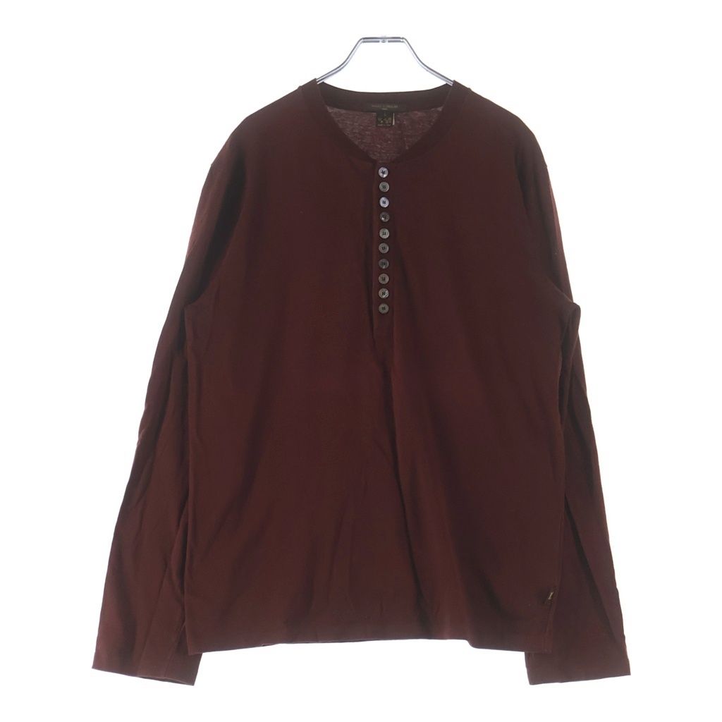 Louis Vuitton Henry Neck 10 Button Logo Pisneme Long Sleeve Top Red