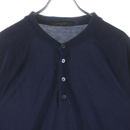 Louis Vuitton Raglan Switch Silk Cotton Henley Neck Elbow Patch Long Sleeve Top — view 3