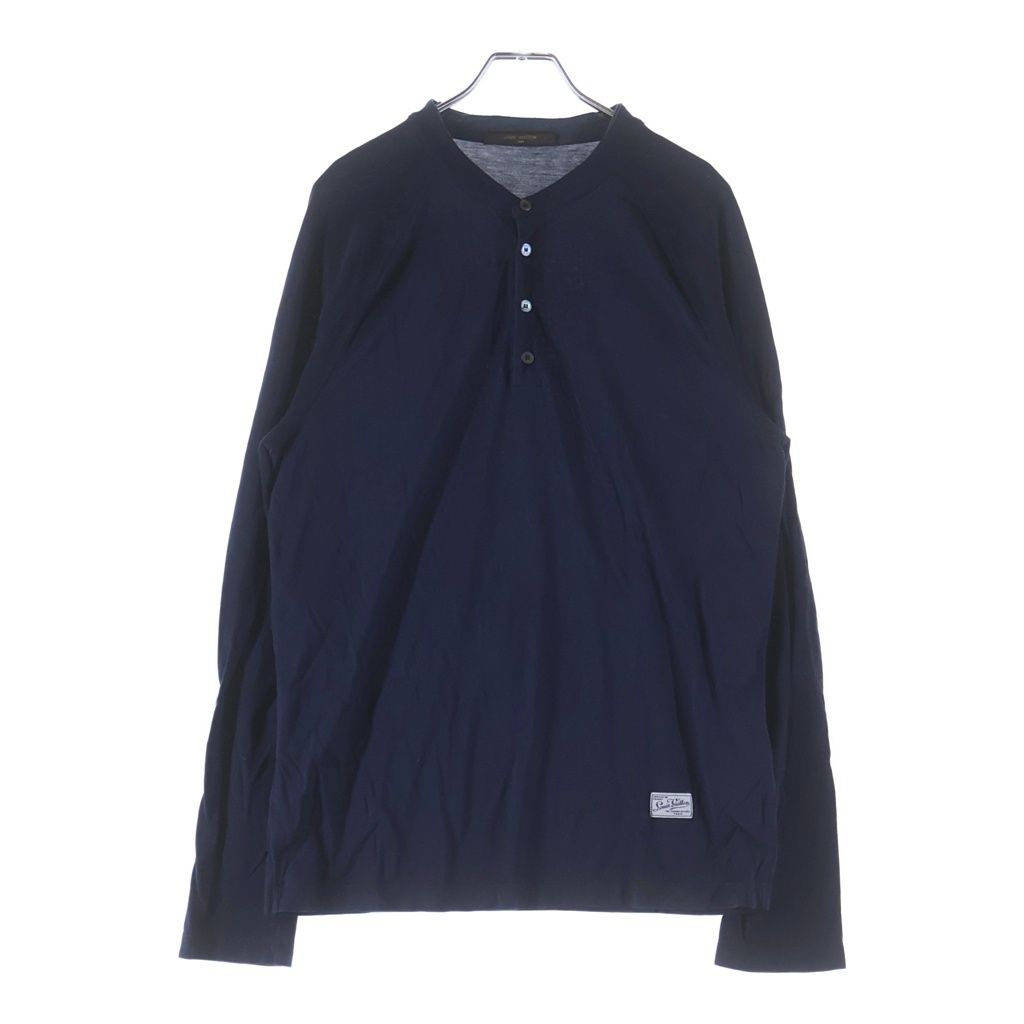 Louis Vuitton Raglan Switch Silk Cotton Henley Neck Elbow Patch Long Sleeve Top