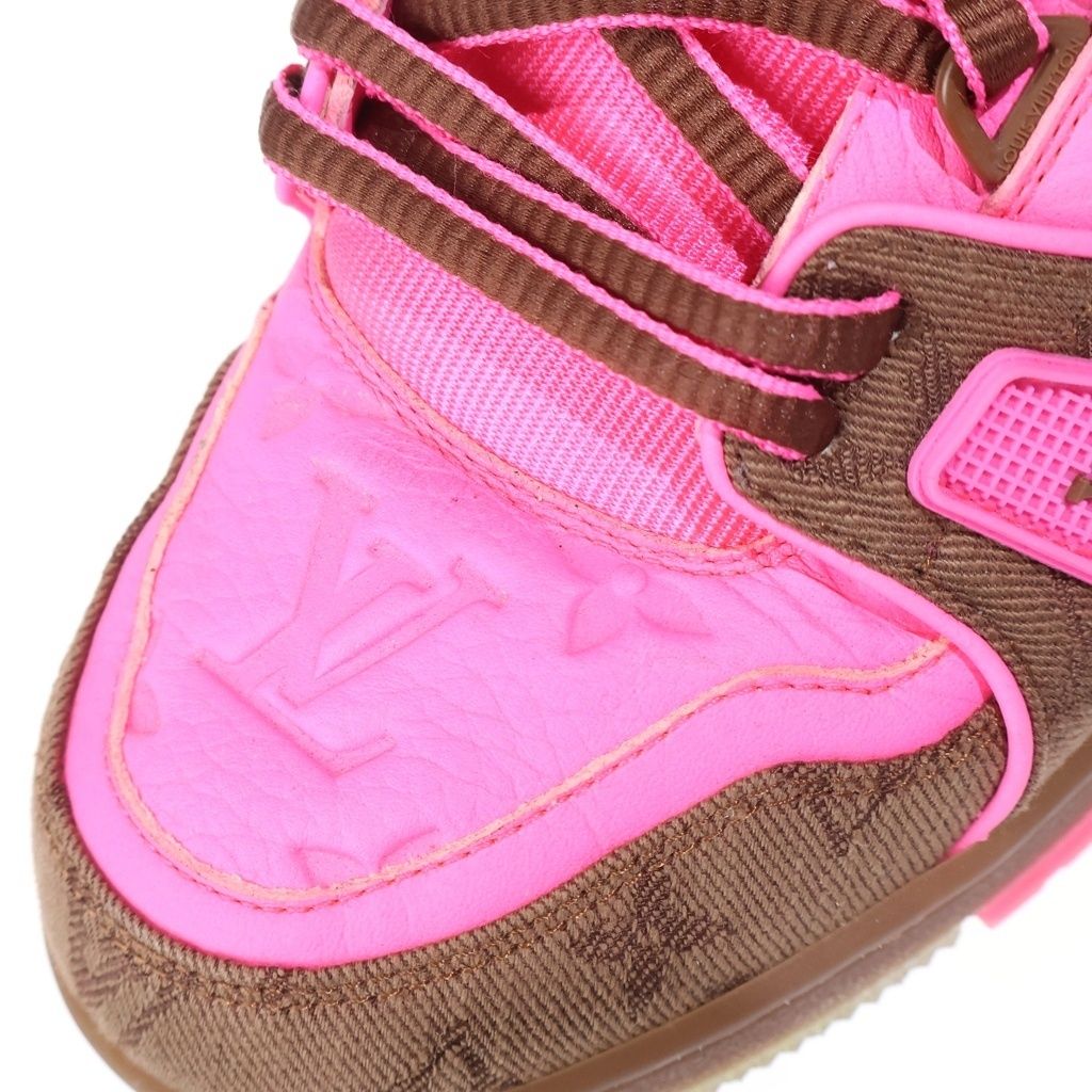 Louis Vuitton LV Trainer Line Monogram Low Cut Sneakers Pink Brown — view 6