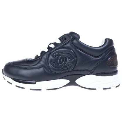 Chanel CC Logo Calfskin Low Cut Sneakers Black