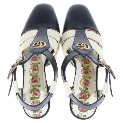 Gucci Double Backstrap Sandals Shoes Black White — view 4