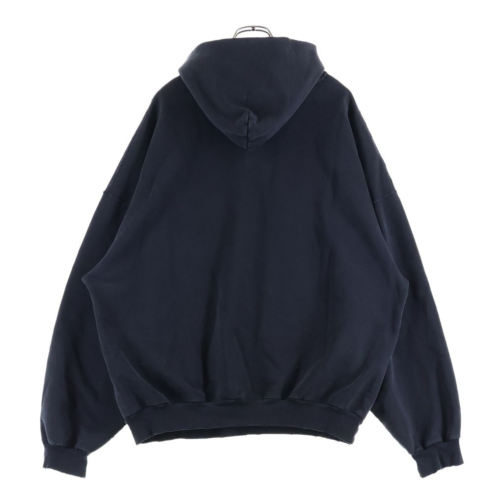 Balenciaga Distressed Front Logo Embroidery Pullover Hoodie Black — view 2