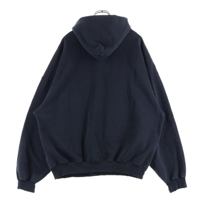 Balenciaga Distressed Front Logo Embroidery Pullover Hoodie Black — view 2