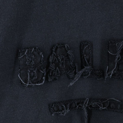 Balenciaga Distressed Front Logo Embroidery Pullover Hoodie Black — view 5
