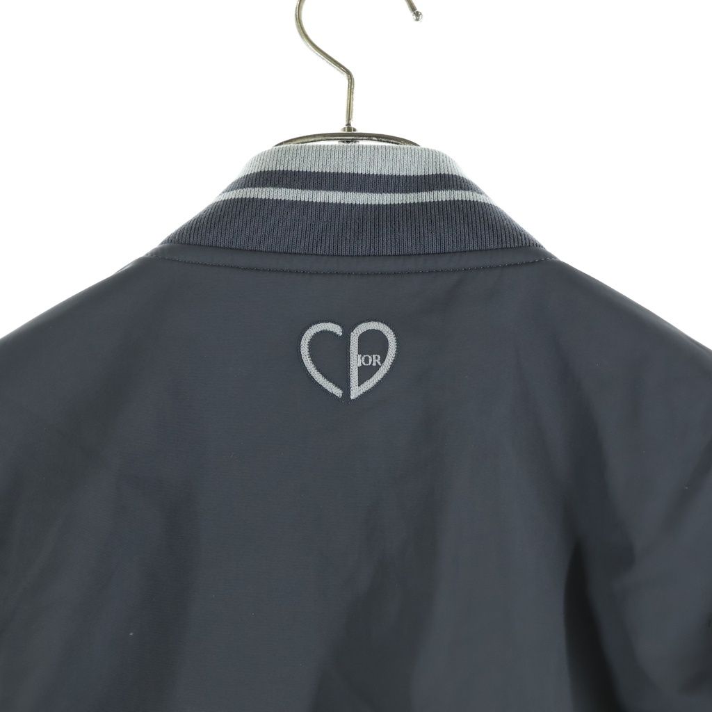 Dior Embroidered Logo Casual Jacket Front Embroidery Nylon Bomber Gray — view 4