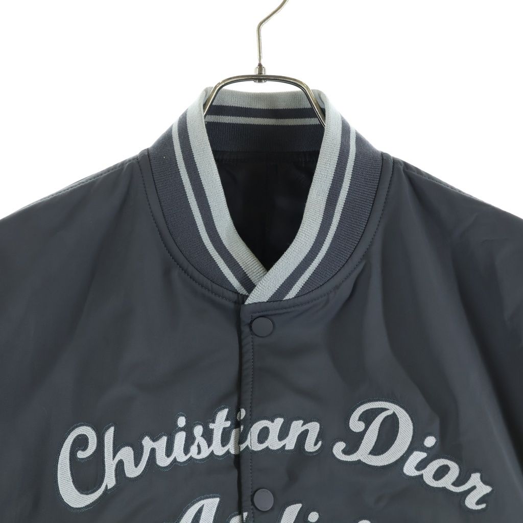 Dior Embroidered Logo Casual Jacket Front Embroidery Nylon Bomber Gray — view 3