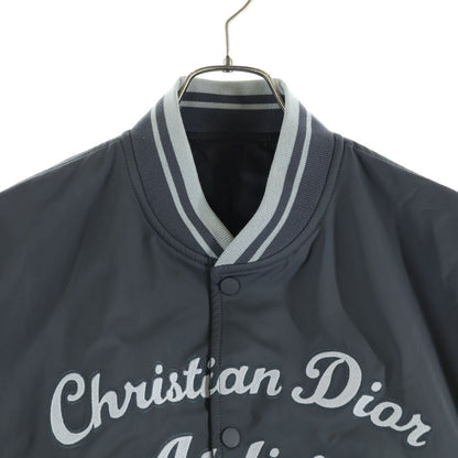 Dior Embroidered Logo Casual Jacket Front Embroidery Nylon Bomber Gray — view 3