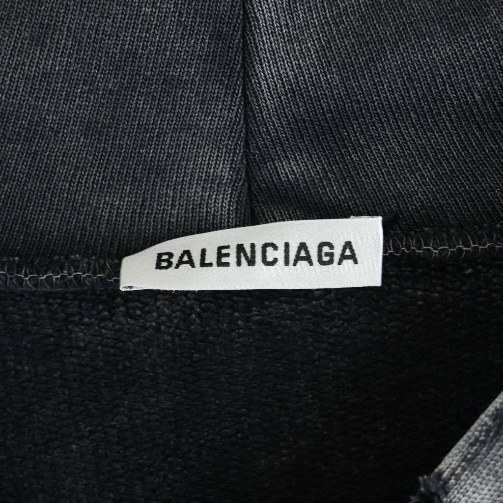 Balenciaga Oversized Zip Hoodie Farfetch Limited Distressed Zip Up Black — view 6