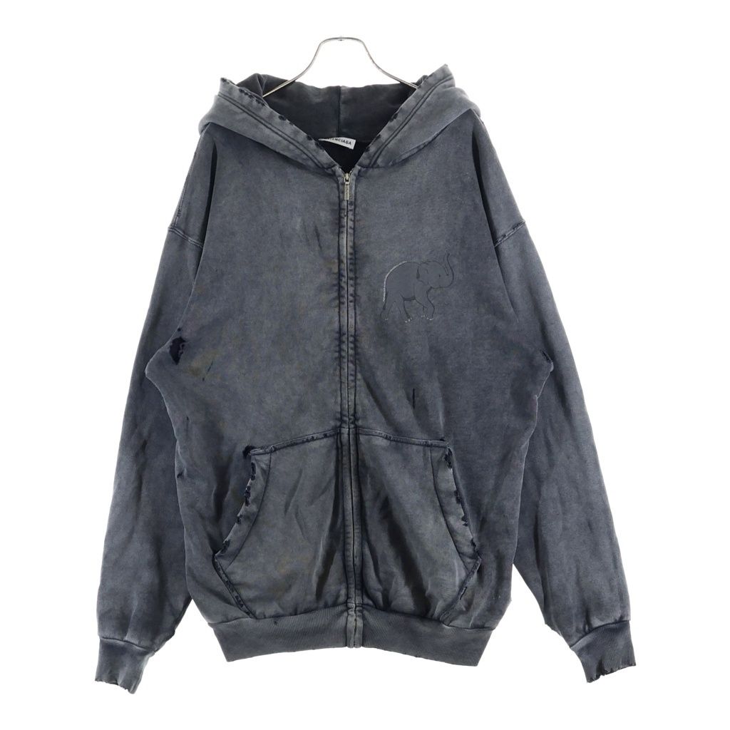 Balenciaga Oversized Zip Hoodie Farfetch Limited Distressed Zip Up Black